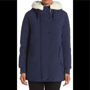 Marc  New York faux shearling lined hooded puffer coat size M